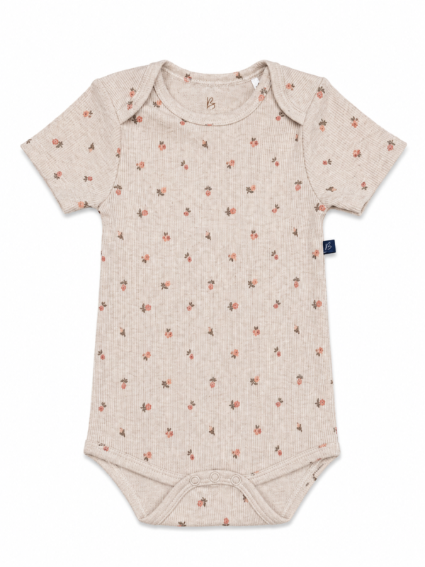 Baby Bodysuit – Sand Melange AOP | Soft Cotton