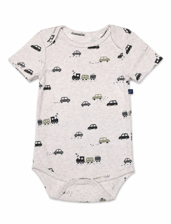 Baby Bodysuit – Beige Melange AOP | Soft Cotton