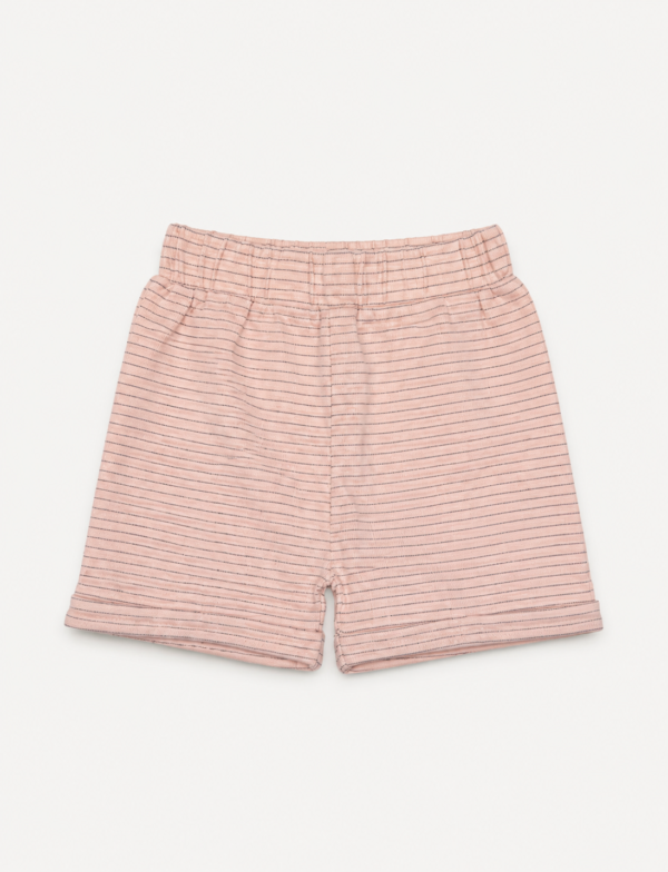 Baby Shorts – Blush / Choco Stripe | Soft Cotton