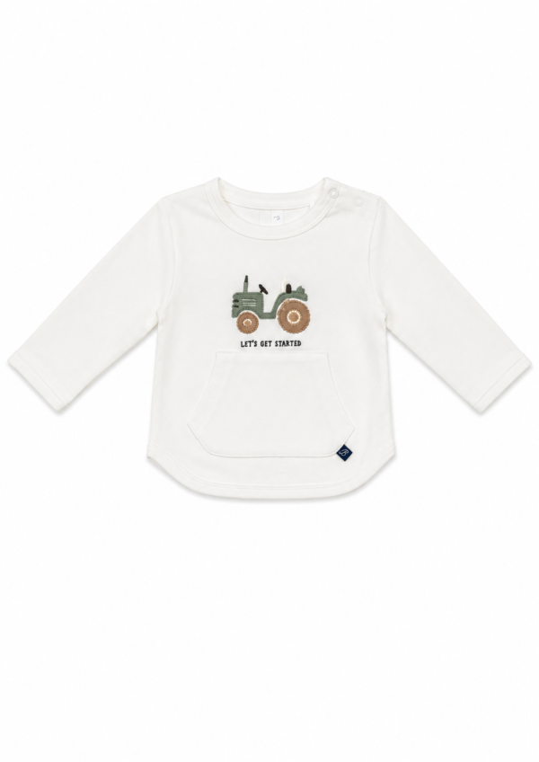 Shirts – Off White With Tractor EMB + Kangaro Pocket