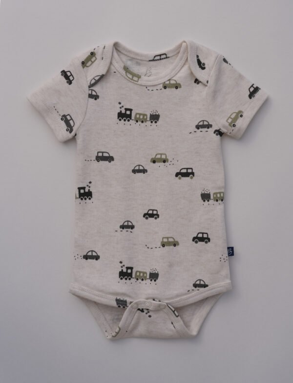 Baby Bodysuit – Beige Melange AOP | Soft Cotton