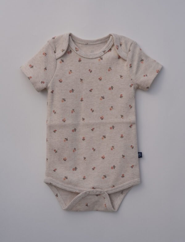 Baby Bodysuit – Sand Melange AOP | Soft Cotton